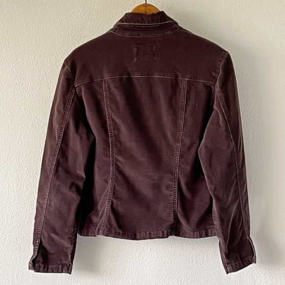 A.M.I. Dark Brown Stretch Corduroy Trucker Y2K Bohemian Blazer Jacket - Picture 5 of 12